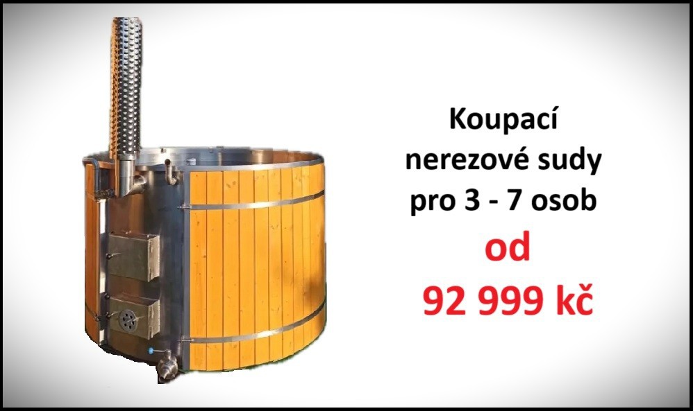 Koupací nerezové sudy pro 3 - 7 osob